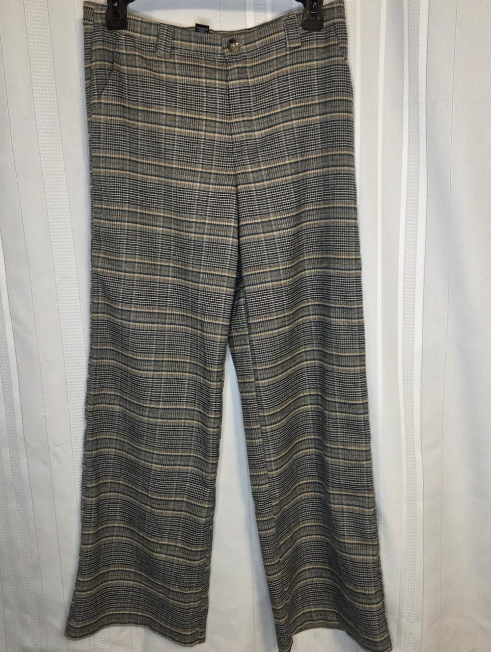 Forever 21 Kids Wide Leg Plaid Pants in Gray, Cream, and Teal